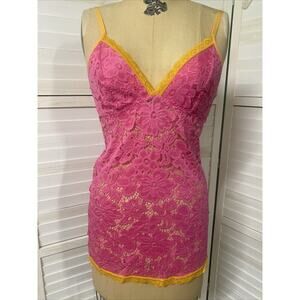 Pink Lace Sexy Women’s Lingerie Sleepwear Short Dress Nightgown Chemise Medium